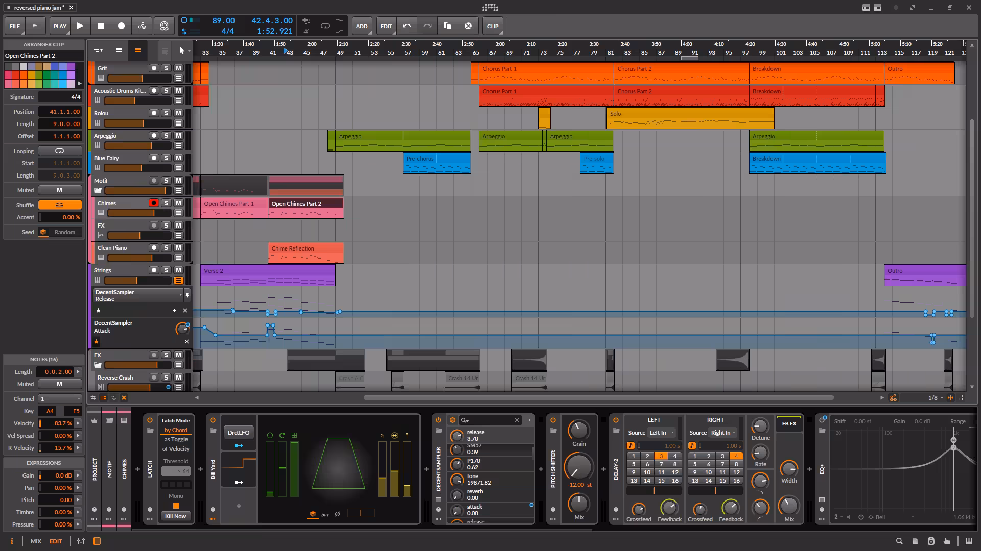 Screenshot of my typical Bitwig layout
